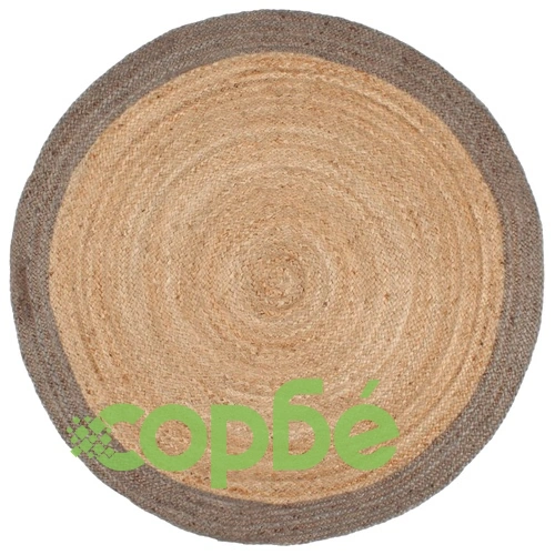 Ръчно тъкан килим от юта, сив кант, 210 см ➤ топ цена ➤ sorbe.bg