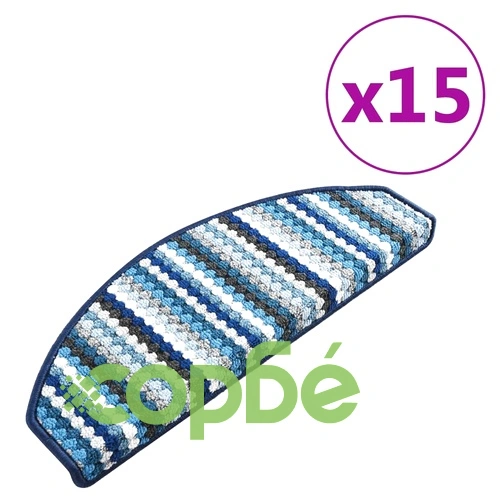 Самозалепващи стелки за стълби, 15 бр, 65x24x4 см, сини нюанси ➤ топ цена ➤ sorbe.bg