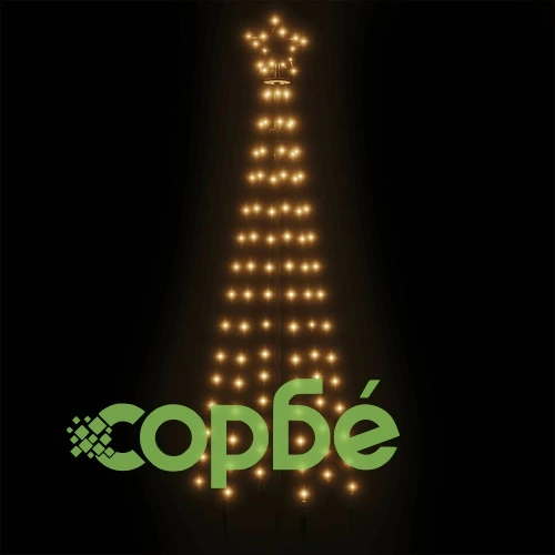 Конусовидна коледна елха, топло бяло, 108 LED, 70x180 см ➤ топ цена ➤ sorbe.bg