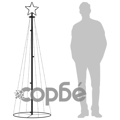 Конусовидна коледна елха, топло бяло, 108 LED, 70x180 см ➤ топ цена ➤ sorbe.bg