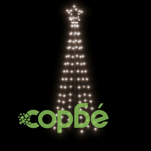 Конусовидна коледна елха, студено бяло, 108 LED, 70x180 см ➤ топ цена ➤ sorbe.bg