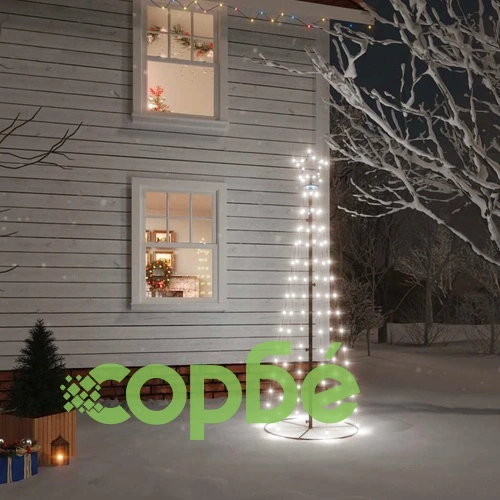 Конусовидна коледна елха, студено бяло, 108 LED, 70x180 см ➤ топ цена ➤ sorbe.bg