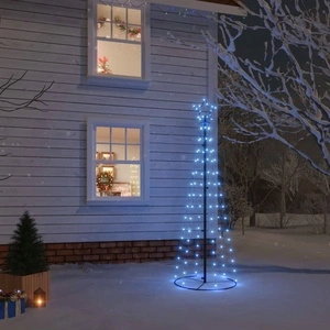 Конусовидна коледна елха, синя, 108 LED, 70x180 см