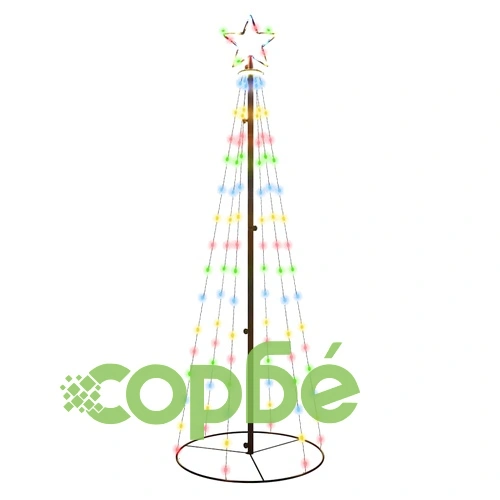 Конусовидна коледна елха, многоцветна, 108 LED, 70x180 см ➤ топ цена ➤ sorbe.bg