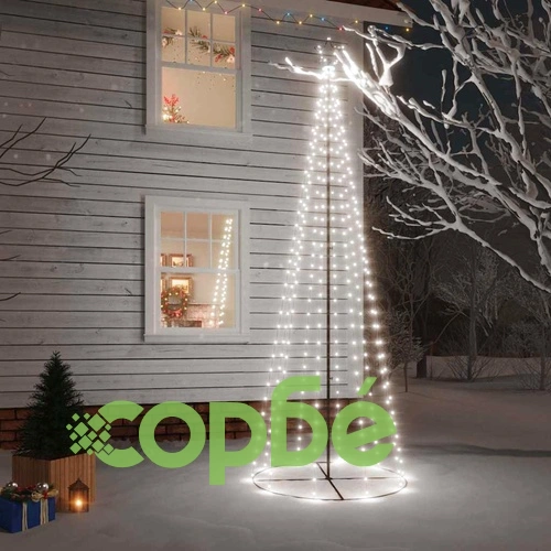 Конусовидна елха, студено бяло, 310 LED, 100x300 см ➤ топ цена ➤ sorbe.bg