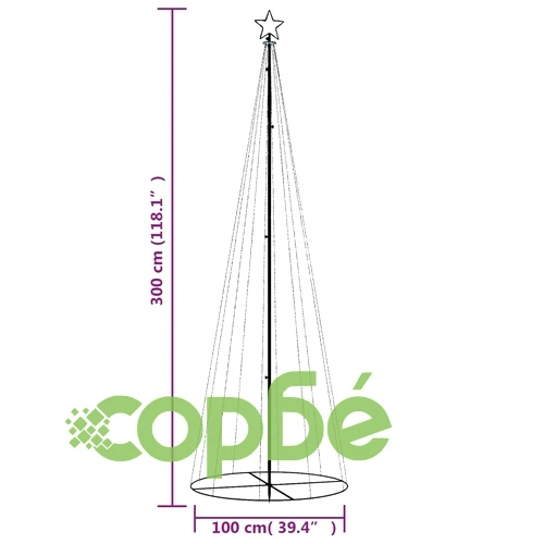 Конусовидна елха, многоцветна, 310 LED, 100x300 см ➤ топ цена ➤ sorbe.bg