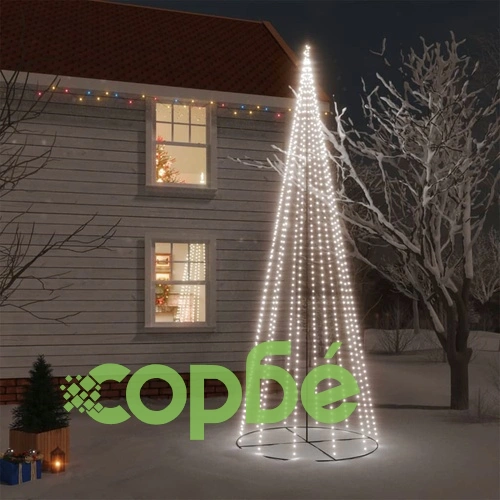Конусовидна елха, студено бяло, 732 LED, 160x500 см ➤ топ цена ➤ sorbe.bg