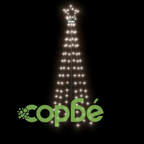 Коледна елха с шип, студено бяло, 108 LED, 180 см ➤ топ цена ➤ sorbe.bg