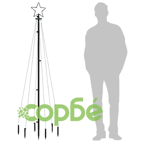 Коледна елха с шип, студено бяло, 108 LED, 180 см ➤ топ цена ➤ sorbe.bg
