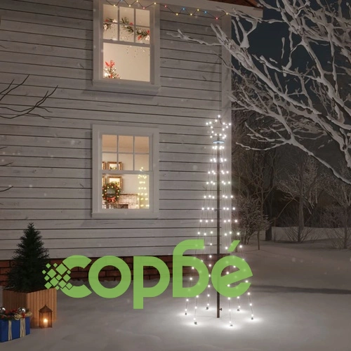 Коледна елха с шип, студено бяло, 108 LED, 180 см ➤ топ цена ➤ sorbe.bg