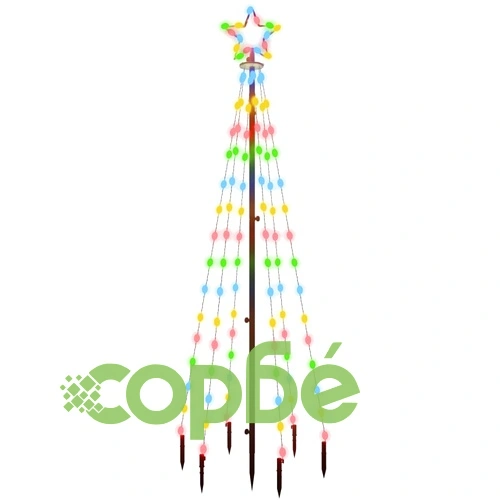 Коледна елха с шип, многоцветна, 108 LED, 180 см ➤ топ цена ➤ sorbe.bg