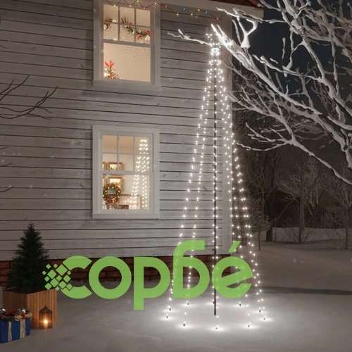 Коледна елха с шип, студено бяло, 310 LED, 300 см ➤ топ цена ➤ sorbe.bg