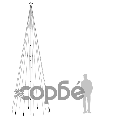 Коледна елха с шип, топло бяло, 732 LED, 500 см ➤ топ цена ➤ sorbe.bg