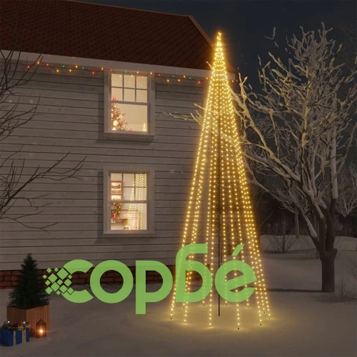 Коледна елха с шип, топло бяло, 732 LED, 500 см ➤ топ цена ➤ sorbe.bg