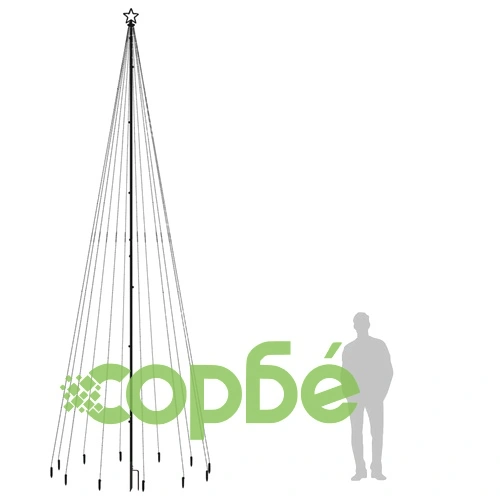 Коледна елха с шип, многоцветна, 732 LED, 500 см ➤ топ цена ➤ sorbe.bg