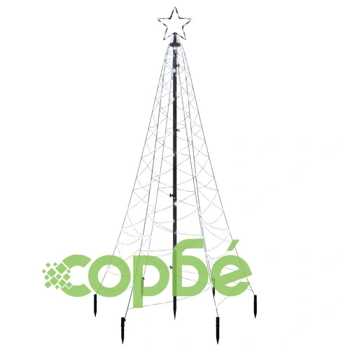 Коледна елха с шип, студено бяло, 200 LED, 180 см ➤ топ цена ➤ sorbe.bg