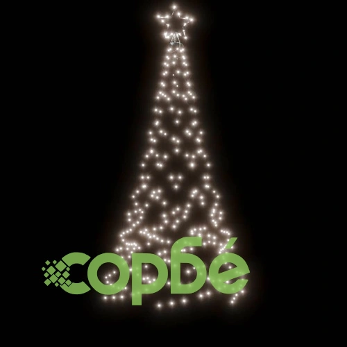 Коледна елха с шип, студено бяло, 200 LED, 180 см ➤ топ цена ➤ sorbe.bg