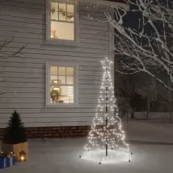 Коледна елха с шип, студено бяло, 200 LED, 180 см