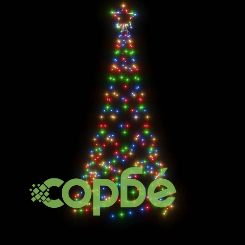 Коледна елха с шип, многоцветна, 200 LED, 180 см ➤ топ цена ➤ sorbe.bg