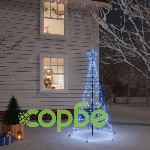 Коледна елха с шип, синя, 200 LED, 180 см ➤ топ цена ➤ sorbe.bg