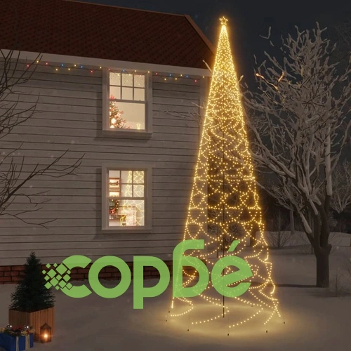 Коледна елха с шип, топло бяла, 3000 LED, 800 см ➤ топ цена ➤ sorbe.bg