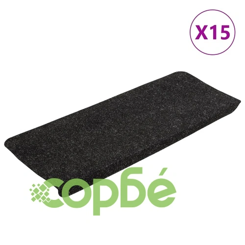 Самозалепващи стелки за стълби, 15 бр, 65x24,5x3,5 см, антрацит ➤ топ цена ➤ sorbe.bg