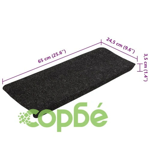 Самозалепващи стелки за стълби, 15 бр, 65x24,5x3,5 см, антрацит ➤ топ цена ➤ sorbe.bg