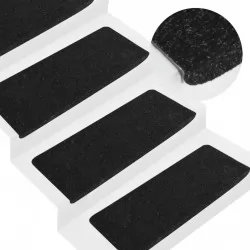 Самозалепващи стелки за стълби, 15 бр, 65x24,5x3,5 см, антрацит