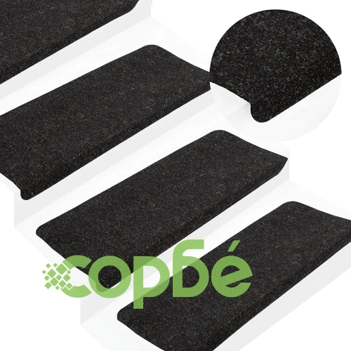 Самозалепващи стелки за стълби, 15 бр, 65x24,5x3,5 см, антрацит ➤ топ цена ➤ sorbe.bg