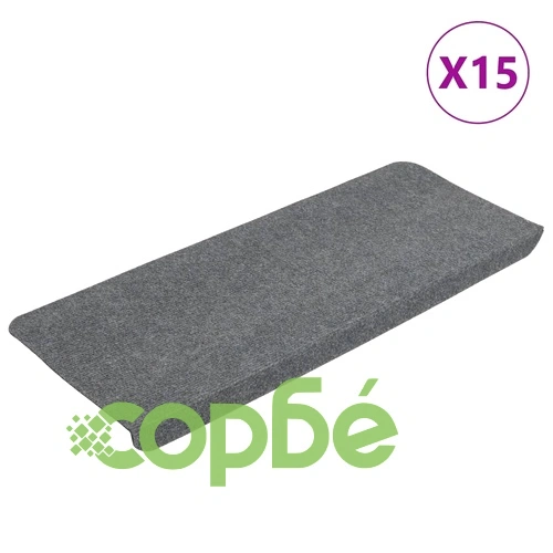 Самозалепващи стелки за стълби, 15 бр, 65x24,5x3,5 см, сиви ➤ топ цена ➤ sorbe.bg