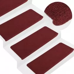 Самозалепващи стелки за стълби, 15 бр, 65x28 см, червени