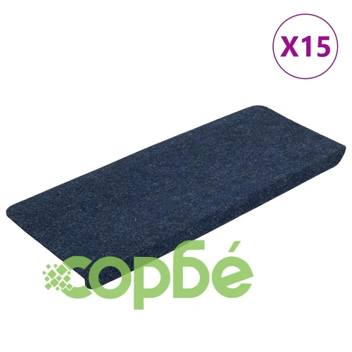 Самозалепващи стелки за стълби, 15 бр, 65x24,5x3,5 см, сини ➤ топ цена ➤ sorbe.bg