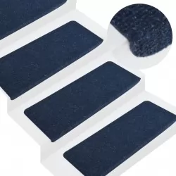 Самозалепващи стелки за стълби, 15 бр, 65x28 см, сини