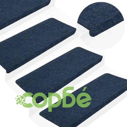 Самозалепващи стелки за стълби, 15 бр, 65x24,5x3,5 см, сини ➤ топ цена ➤ sorbe.bg