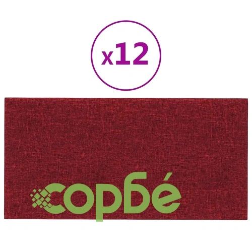 Стенни панели, 12 бр, виненочервени, 30x15 см, плат, 0,54 м² ➤ топ цена ➤ sorbe.bg