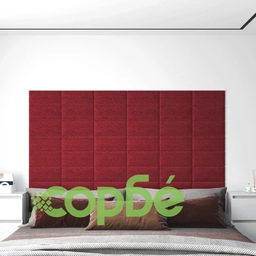 Стенни панели, 12 бр, виненочервени, 30x15 см, плат, 0,54 м² ➤ топ цена ➤ sorbe.bg