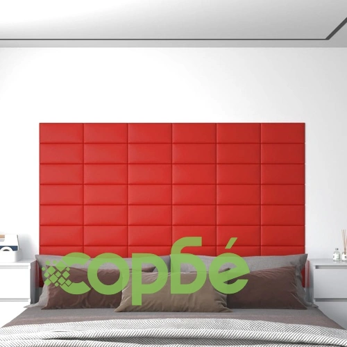 Стенни панели 12 бр червени 30x15 см изкуствена кожа 0,54 кв.м. ➤ топ цена ➤ sorbe.bg