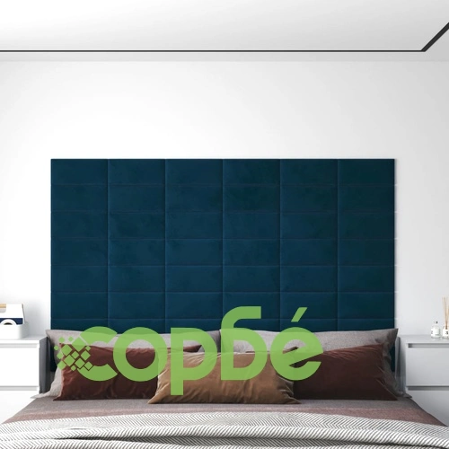Стенни панели, 12 бр, сини, 30x15 см, кадифе, 0,54 м² ➤ топ цена ➤ sorbe.bg