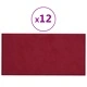 Стенни панели, 12 бр, виненочервени,30x15 см, кадифе, 0,54 м²
