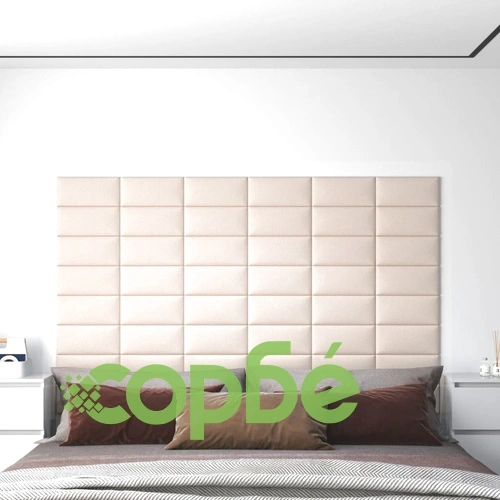 Стенни панели, 12 бр, кремави,30x15 см, кадифе, 0,54 м² ➤ топ цена ➤ sorbe.bg