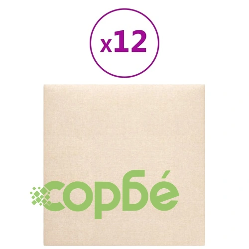 Стенни панели, 12 бр, кремави, 30x30 см, кадифе, 1,08 м² ➤ топ цена ➤ sorbe.bg