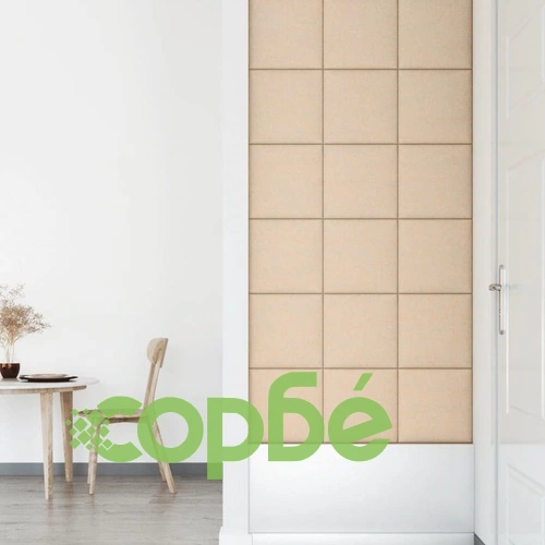 Стенни панели, 12 бр, кремави, 30x30 см, кадифе, 1,08 м² ➤ топ цена ➤ sorbe.bg