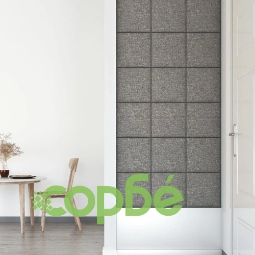 Стенни панели, 12 бр, светлосиви, 30x30 см, плат, 1,08 м² ➤ топ цена ➤ sorbe.bg