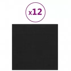 Стенни панели, 12 бр, черни, 30x30 см, плат, 1,08 кв.м.