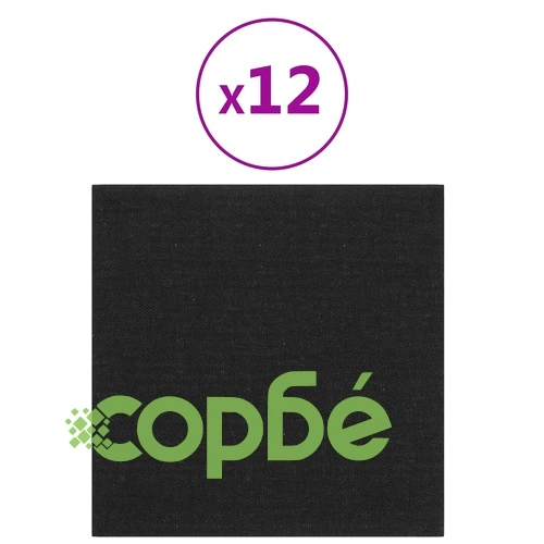 Стенни панели, 12 бр, черни, 30x30 см, плат, 1,08 м² ➤ топ цена ➤ sorbe.bg