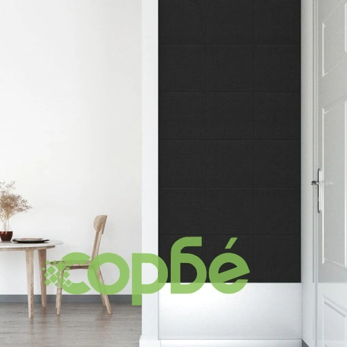 Стенни панели, 12 бр, черни, 30x30 см, плат, 1,08 м² ➤ топ цена ➤ sorbe.bg