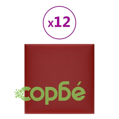 Стенни панели 12 бр виненочервени 30x30 см изкуствена кожа ➤ топ цена ➤ sorbe.bg