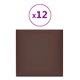 Стенни панели 12 бр кафяви 30x30 см изкуствена кожа 1,08 м²