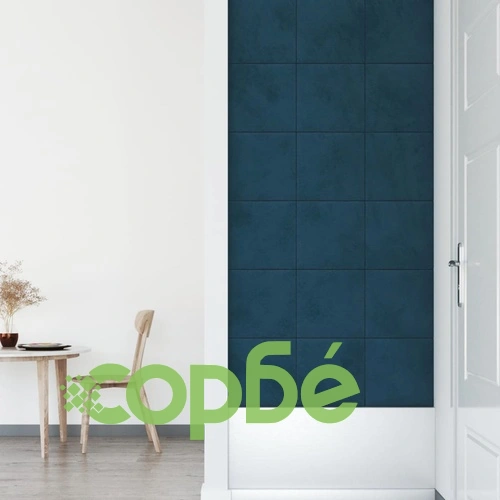 Стенни панели, 12 бр, сини, 30x30 см, кадифе, 1,08 м² ➤ топ цена ➤ sorbe.bg