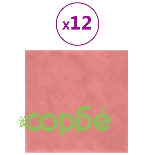 Стенни панели, 12 бр, розови, 30x30 см, кадифе, 1,08 м² ➤ топ цена ➤ sorbe.bg